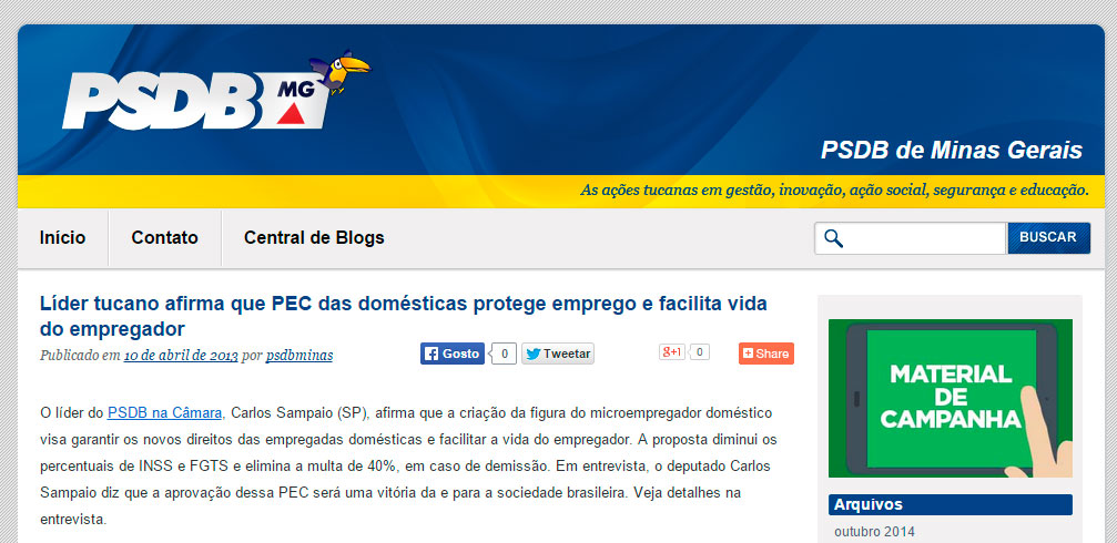 {{não acredite em mim - Site do PSDB de MG}}