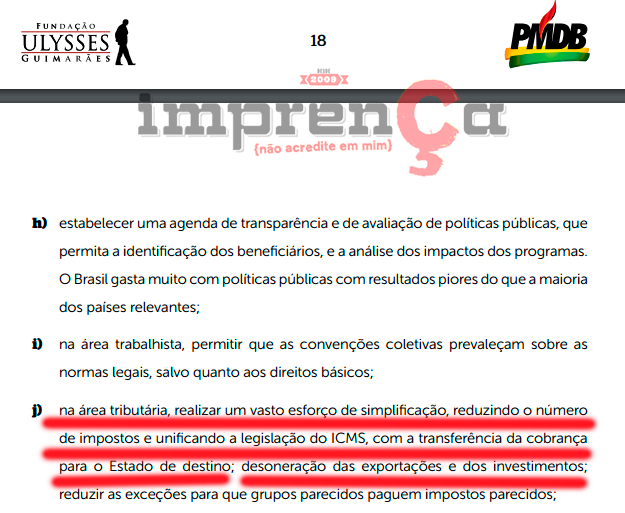 Ponte para o futuro impostos